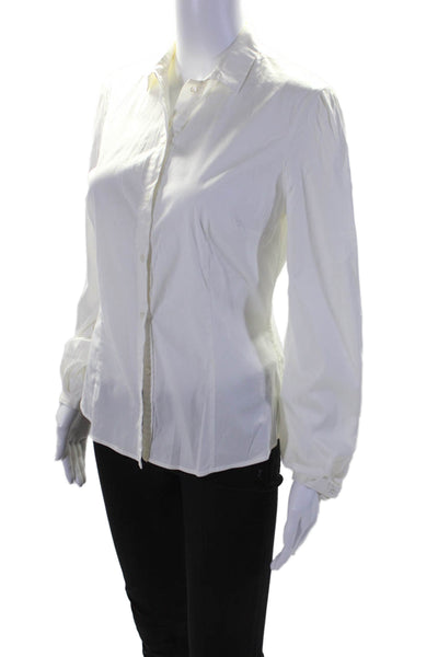 Rivamonti Womens Cotton White Collar Long Sleeve Button Down Shirt Size L