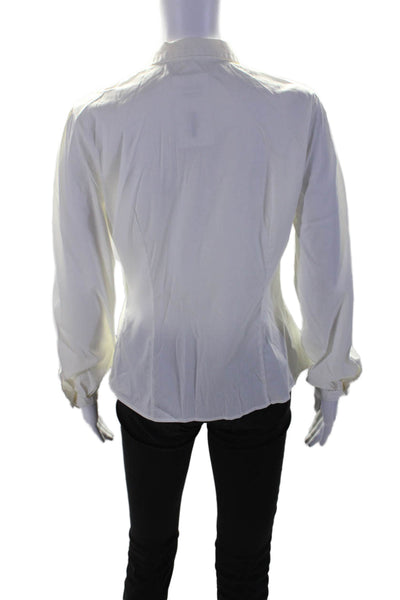 Rivamonti Womens Cotton White Collar Long Sleeve Button Down Shirt Size L