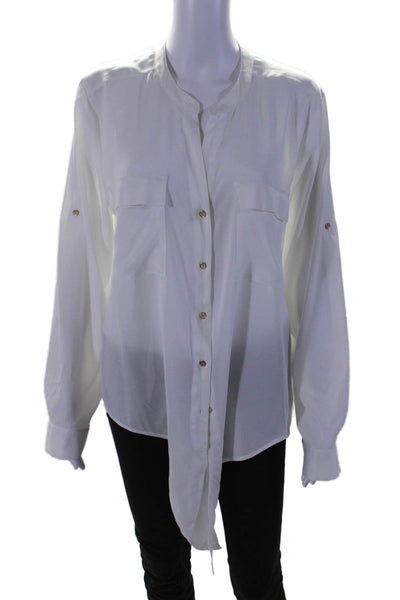 Calvin Klein Womens Long Sleeve Button Down Blouse White Size Small