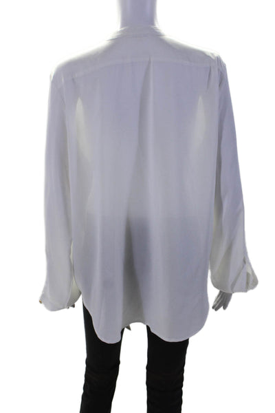 Calvin Klein Womens Long Sleeve Button Down Blouse White Size Small