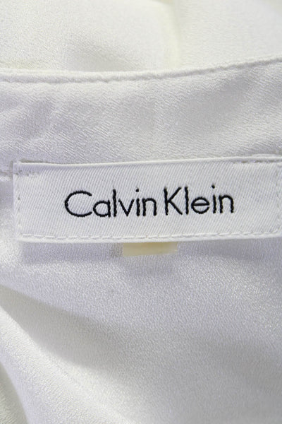 Calvin Klein Womens Long Sleeve Button Down Blouse White Size Small