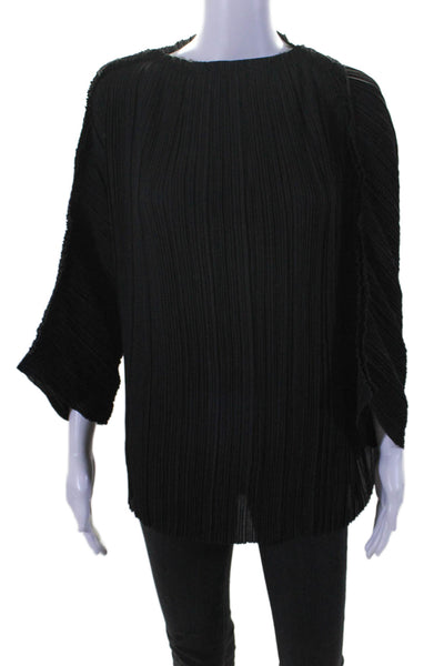 By Malene Birger Womens Ribbed Ruched Long Sleeve Blouse Top Black Size EUR 34