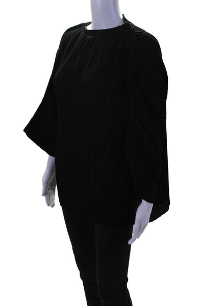 By Malene Birger Womens Ribbed Ruched Long Sleeve Blouse Top Black Size EUR 34