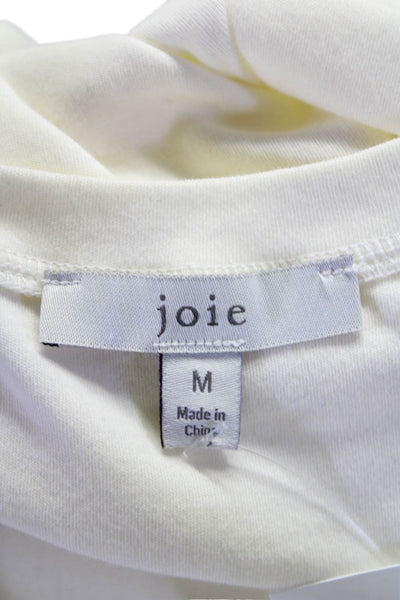 Joie Womens Cotton Round Neck Ruched Textured Short Sleeve T-Shirt White Size M