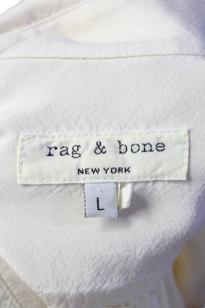 Rag & Bone Womens Button Down Short Sleeve Collared Blouse Silk White Small