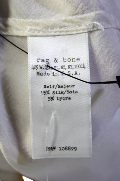 Rag & Bone Womens Button Down Short Sleeve Collared Blouse Silk White Small