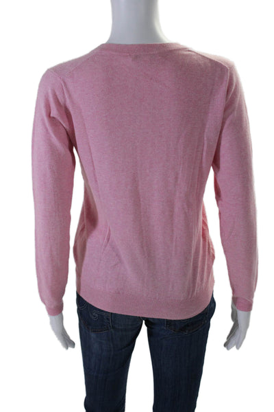 Peter Millar Womens Cotton Blend Pink V-Neck Long Sleeve Sweater Top Size XS