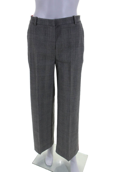 Pinko Womens Wool Houndstooth Print Hook & Eye Wide Leg Dress Pants Gray Size 2