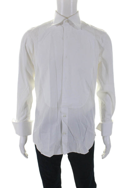 Suit Supply Mens Cotton Textured Long Sleeve Buttoned Top White Size EUR 39