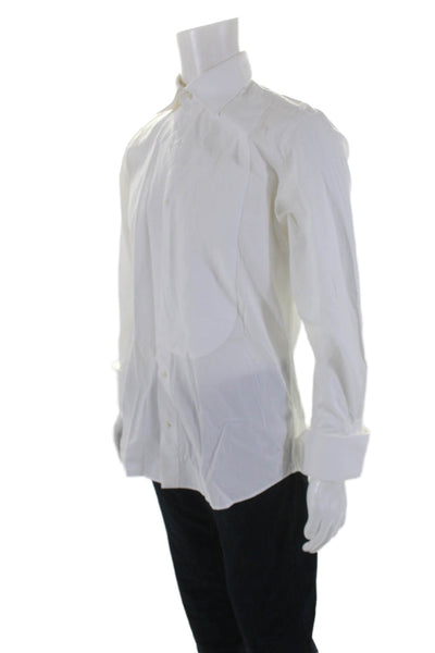 Suit Supply Mens Cotton Textured Long Sleeve Buttoned Top White Size EUR 39