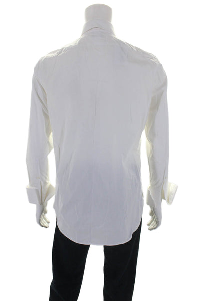 Suit Supply Mens Cotton Textured Long Sleeve Buttoned Top White Size EUR 39