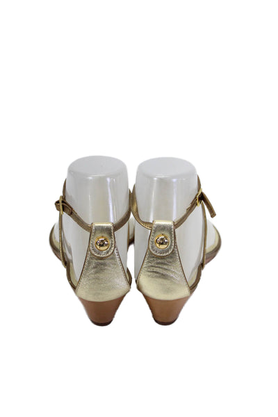 Giuseppe Zanotti Design Womens Metallic Leather Thing Sandals Gold Size 36.5 6.5