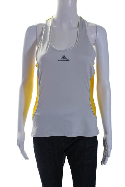 Adidas by Stella McCartney Womens Scoop Neck Athletic Tank Gray Yellow Size M