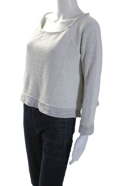 Calypso Saint Barth Womens Cotton Scoop Neck Cropped Knit Top Gray Size L