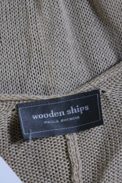 Wooden Ships Womens Cotton Open Front Swim Coverup Shawl Beige Size S/M