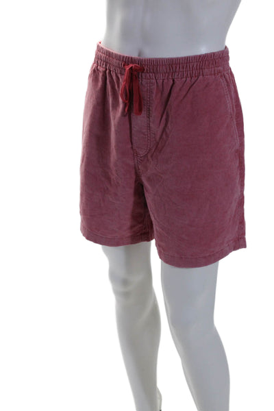 J Crew Mens Drawstring Waist Mid Rise Corduroy Shorts Pink Cotton Size Large