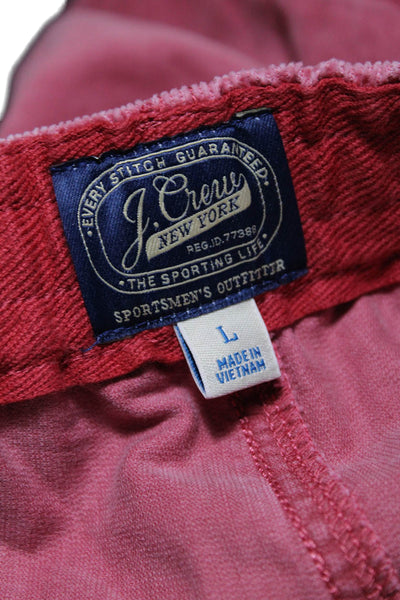 J Crew Mens Drawstring Waist Mid Rise Corduroy Shorts Pink Cotton Size Large