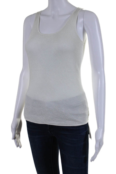 Akris Womens Silk Open Knit Sleeveless Pullover Tank Top White Size 6