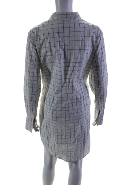 Habitual Womens Cotton White Window Pane Print Tie Front Shirt Dress Size M