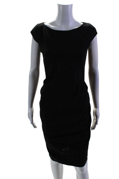 Cynthia Steffe Womens Wool Boat Neck Short Sleeve Wiggle Dress Black Size 2