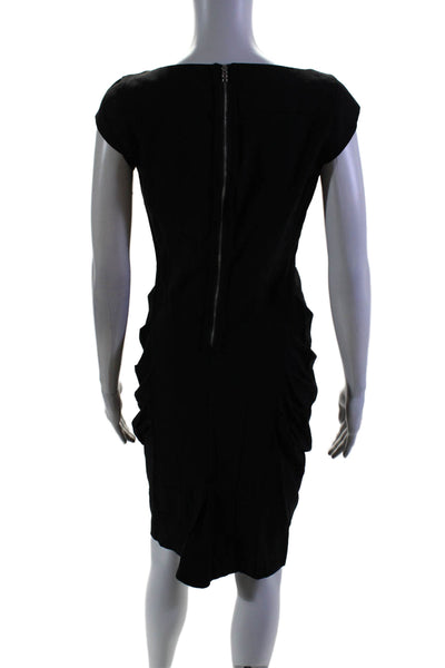 Cynthia Steffe Womens Wool Boat Neck Short Sleeve Wiggle Dress Black Size 2