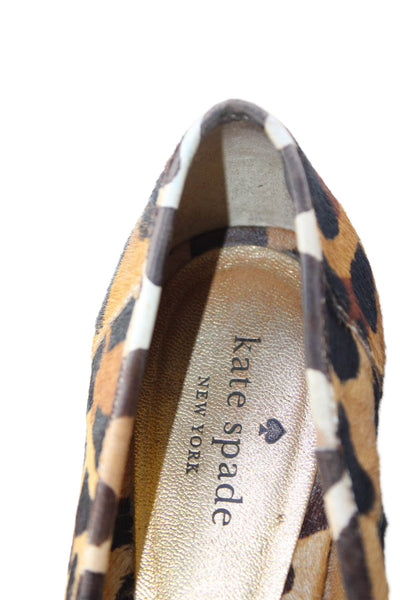 Kate Spade New York Womens Pony Hair Leopard Chain Ballet Flats Brown Size 6M