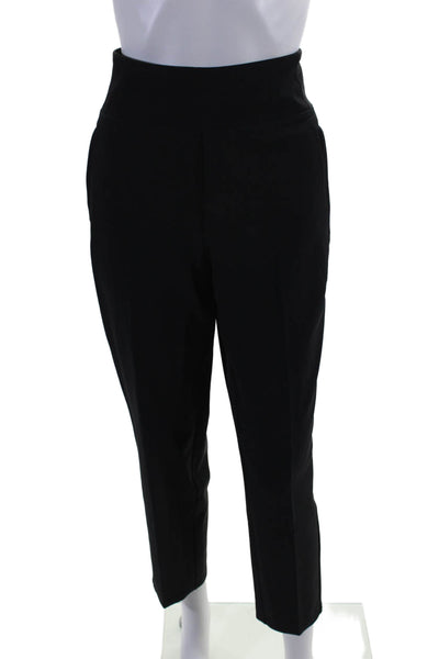 Athleta Womens Mid Rise Elastic Waist Straight Leg Trousers Black Size 4