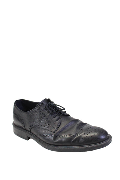 Tods Mens Black Leather Lace Up Wingtip Brogue Oxford Shoes Size 9