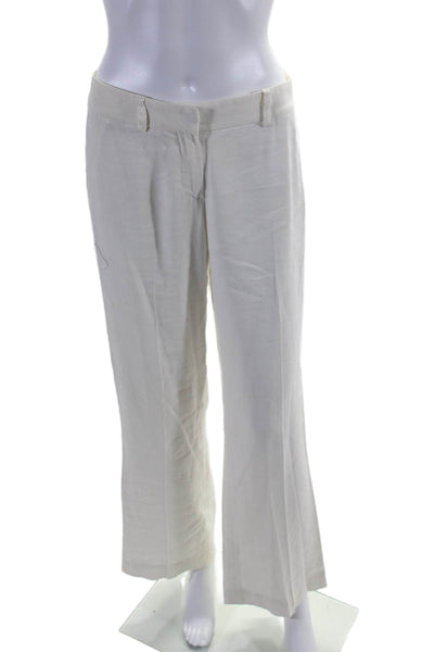 Theory Womens Linen Blend Two Pocket Low-Rise Flared Pants Trousers White Size 0