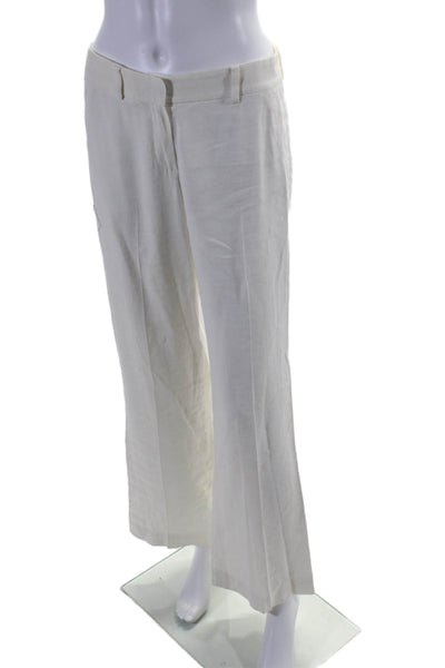 Theory Womens Linen Blend Two Pocket Low-Rise Flared Pants Trousers White Size 0