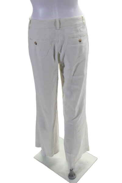 Theory Womens Linen Blend Two Pocket Low-Rise Flared Pants Trousers White Size 0