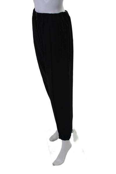 Tela Women's Hook Closure Tapered Leg Flat Front Pants Black Size S