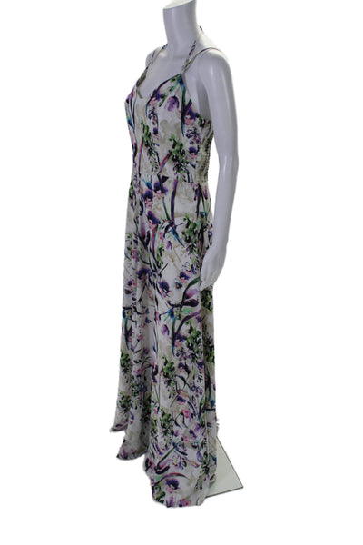 Amanda Uprichard Women's V-Neck Spaghetti Straps Floral Maxi Dress Size M