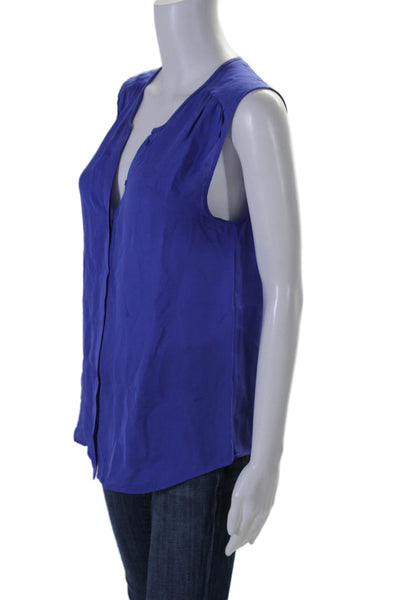 Joie Women's Round Neck Sleeveless Silk Button Down Blouse Purple Size S