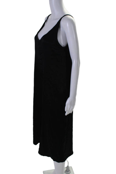Lacausa Womens V Neck Sleeveless Relaxed Fit Wide Leg Jumpsuit Black Size S