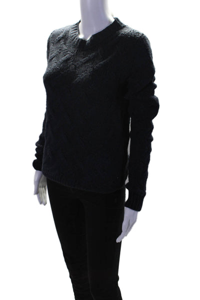 Peserico Womens Textured Knitted Round Neck Long Sleeve Sweater Navy Size EUR 44