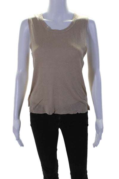 Jil Sander Womens Cotton Round Neck Sleeveless Pullover Tank Top Tan Size EUR 40