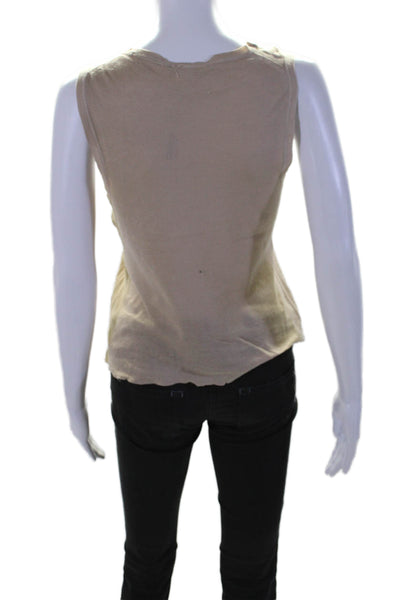 Jil Sander Womens Cotton Round Neck Sleeveless Pullover Tank Top Tan Size EUR 40