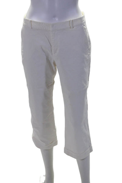 Ralph Lauren Black Label Womens Cotton Hook & Eye Capri Pants White Size 8