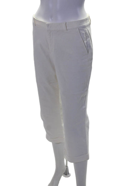 Ralph Lauren Black Label Womens Cotton Hook & Eye Capri Pants White Size 8