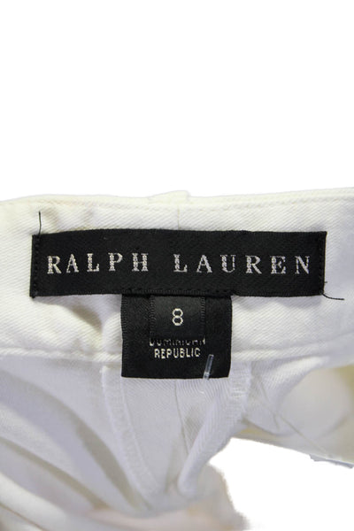 Ralph Lauren Black Label Womens Cotton Hook & Eye Capri Pants White Size 8