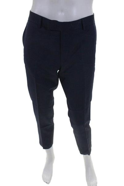 The Kooples Mens Wool Textured Hook & Eye Straight Dress Pants Blue Size EUR 48