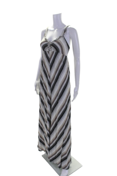 Ella Moss Women's V-Neck Spaghetti Straps Baby Doll Maxi Dress Striped Size XS