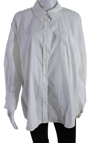 philosophy Womens Cotton Collared Long Sleeve Button Up Blouse Top White Size XL