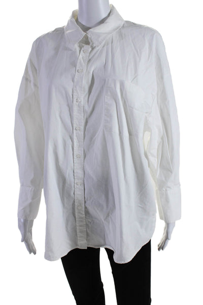 philosophy Womens Cotton Collared Long Sleeve Button Up Blouse Top White Size XL