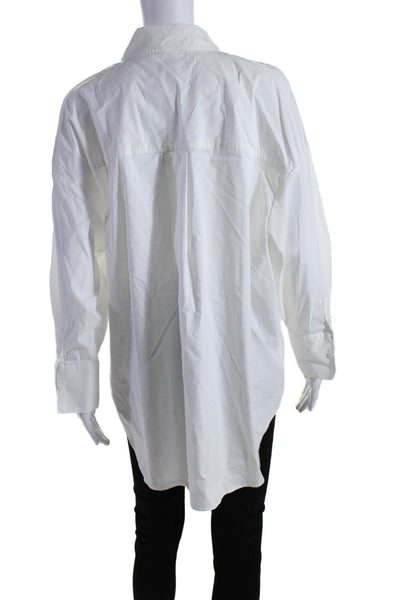 philosophy Womens Cotton Collared Long Sleeve Button Up Blouse Top White Size XL