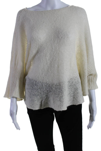 Wooden Ships Womens Open Knit Boat Neck Pullover Sweater Top White Size S/M