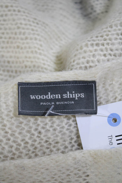 Wooden Ships Womens Open Knit Boat Neck Pullover Sweater Top White Size S/M