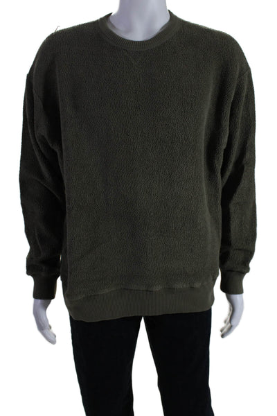 Dries Van Noten Mens Long Sleeve Crew Neck Tight Knit Sweater Green Size XL