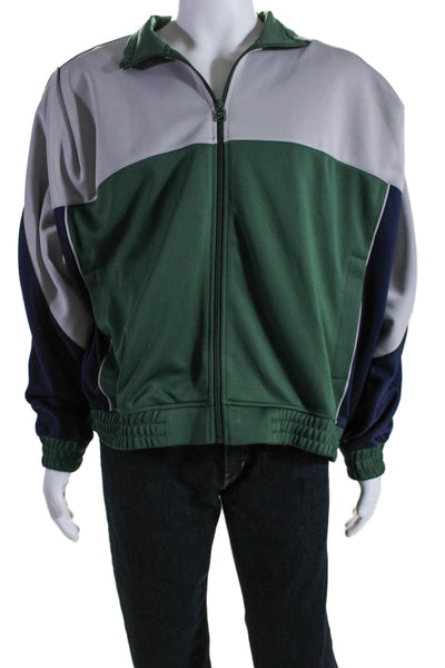 Nike Mens Full Zip Long Sleeve Knit Jacket Gray Green Size Large